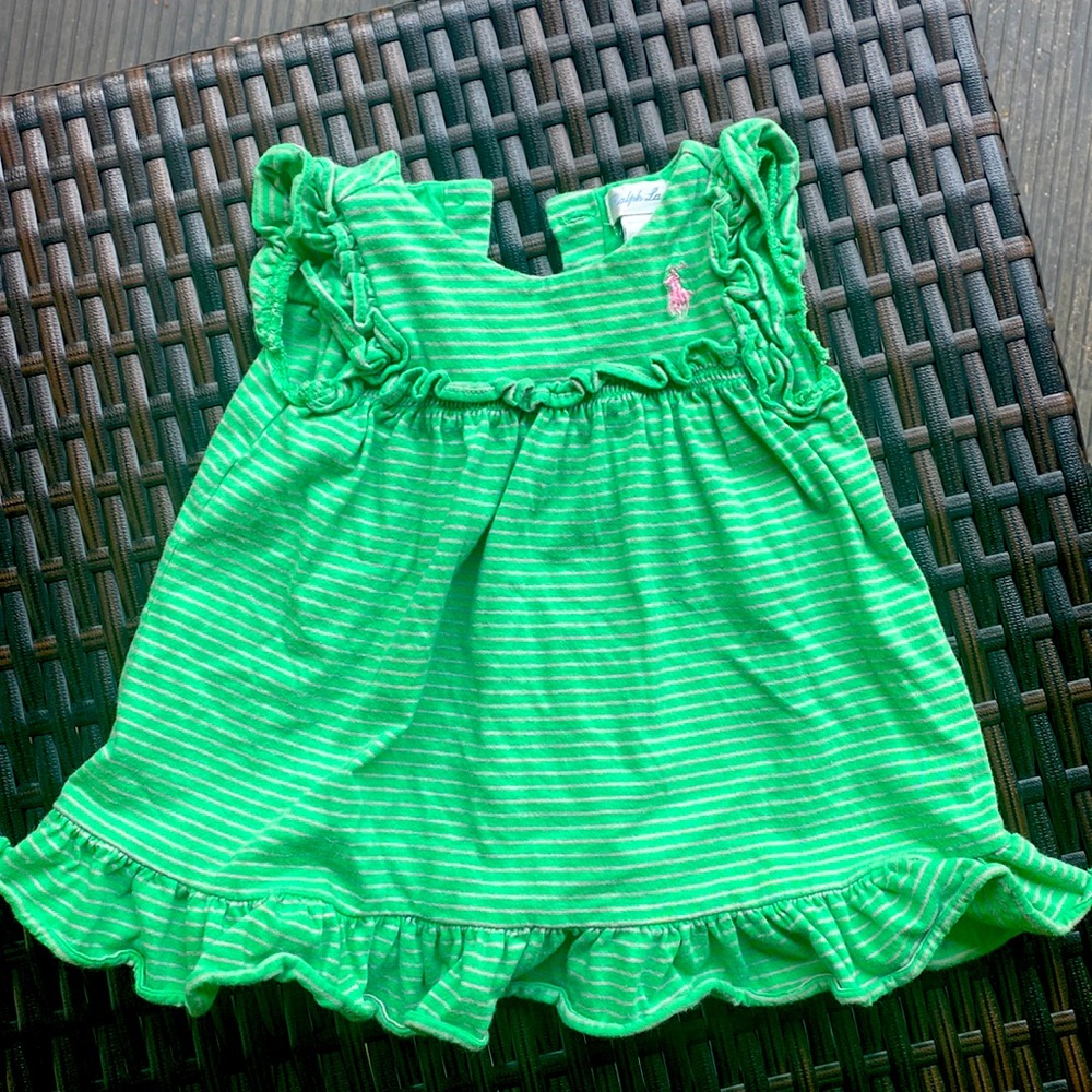 Ralph Lauren striped dress green pink size 3M